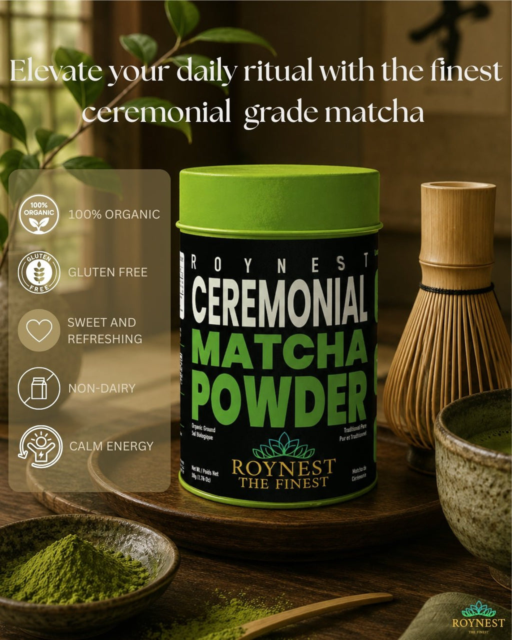 Roynest Ceremonial Matcha Powder 50g – Organic Matcha - Roynest