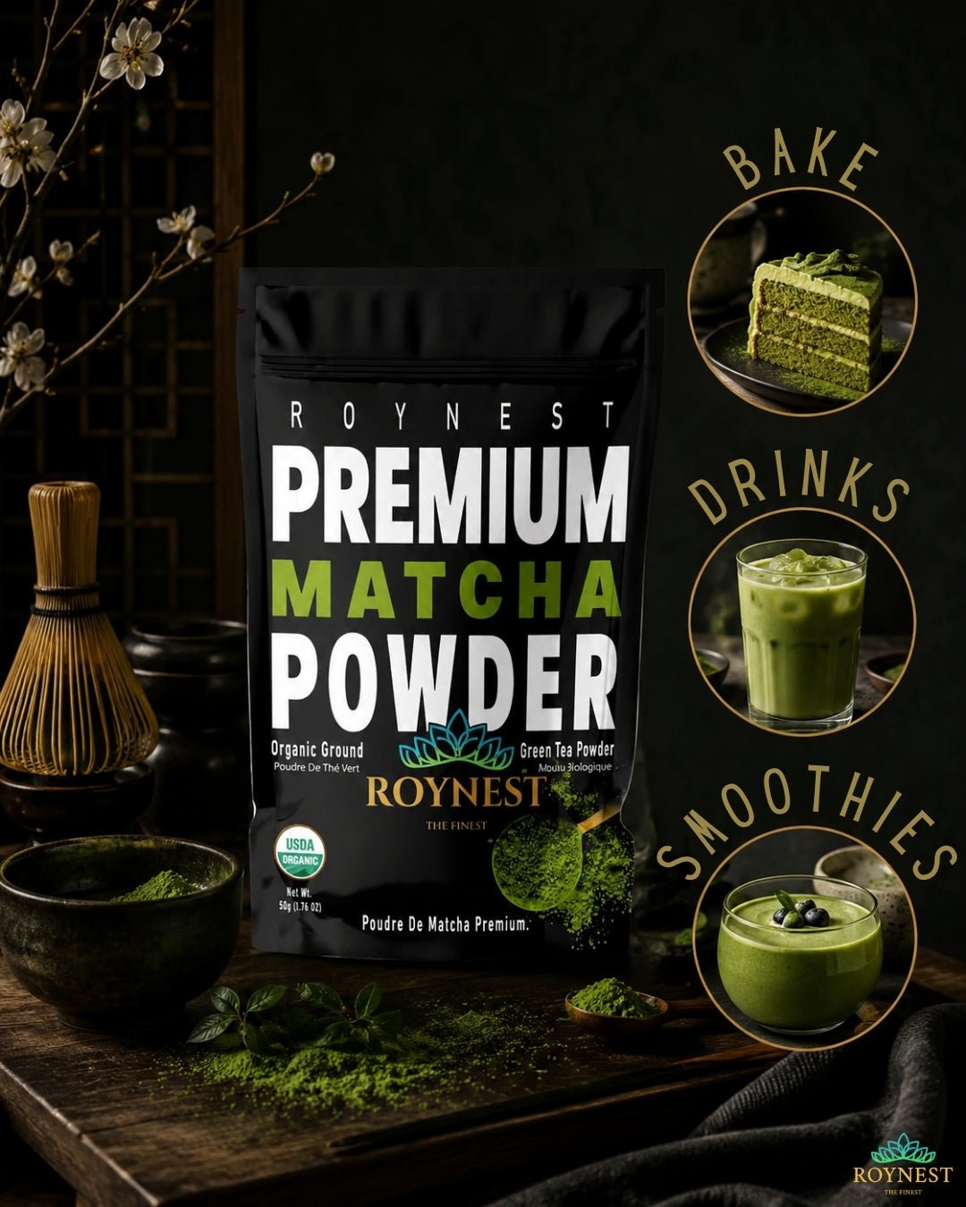 Roynest Premium Matcha Powder 50g - Organic Matcha - Roynest