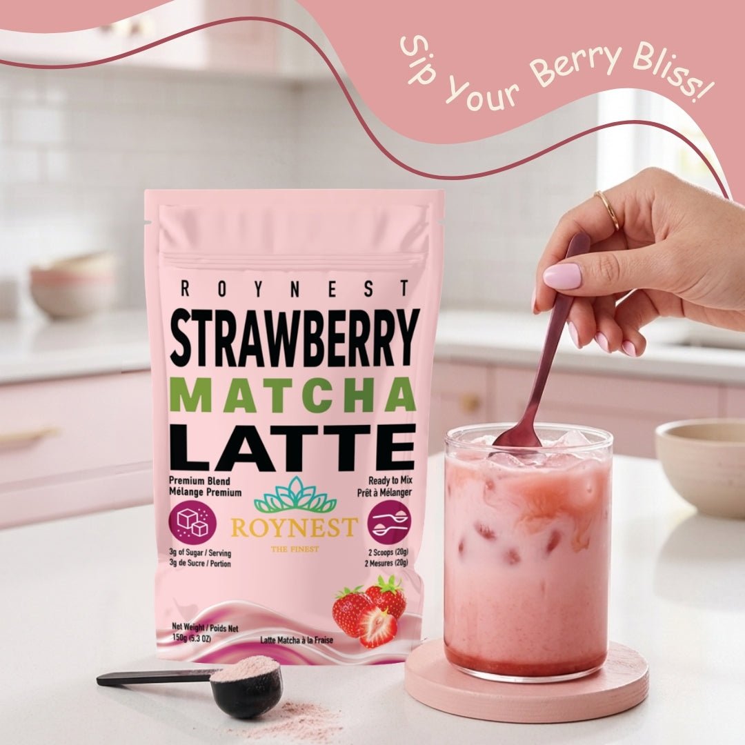 Roynest Strawberry Matcha Latte Powder, Case of 16 - Roynest