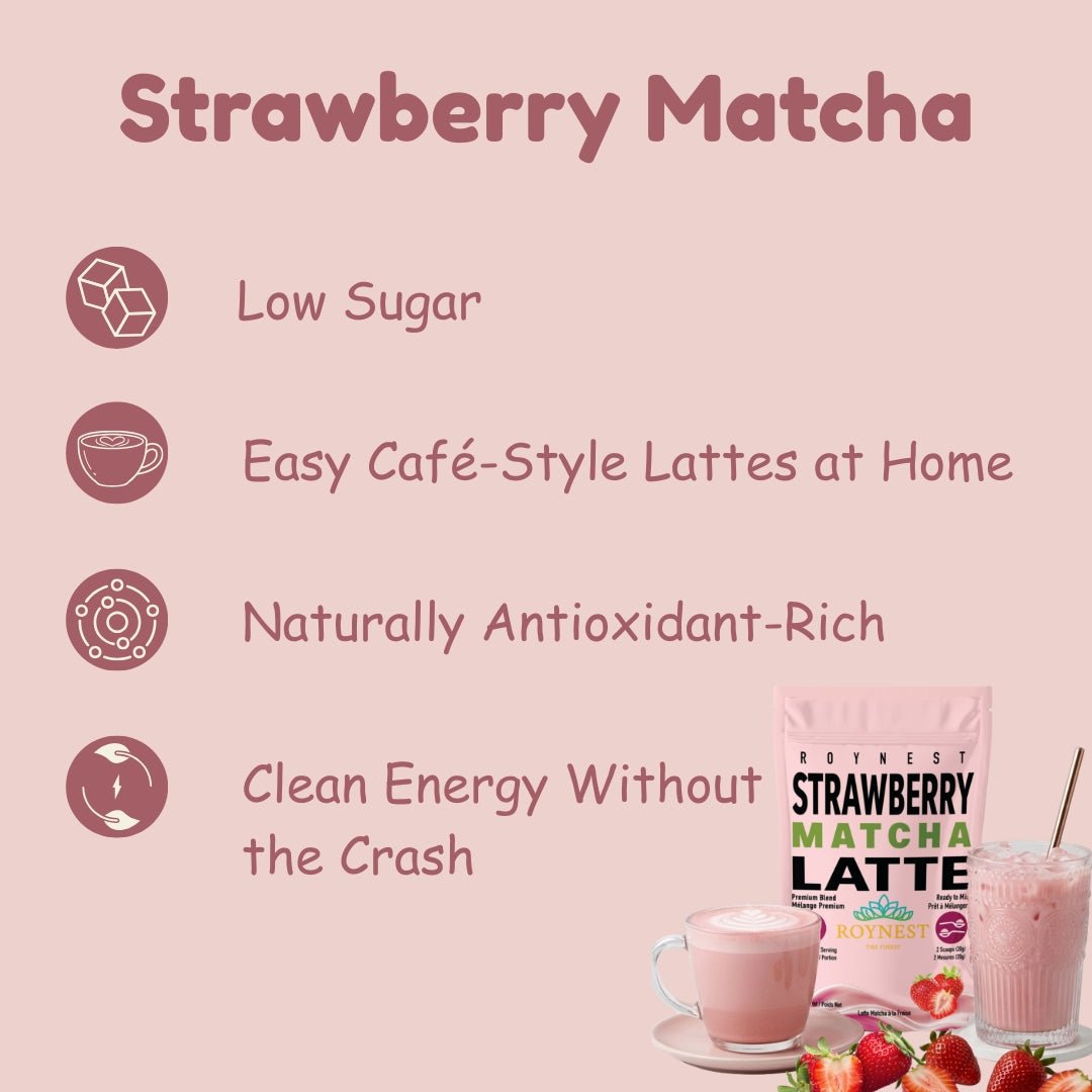 Roynest Strawberry Matcha Latte Powder, Case of 16 - Roynest