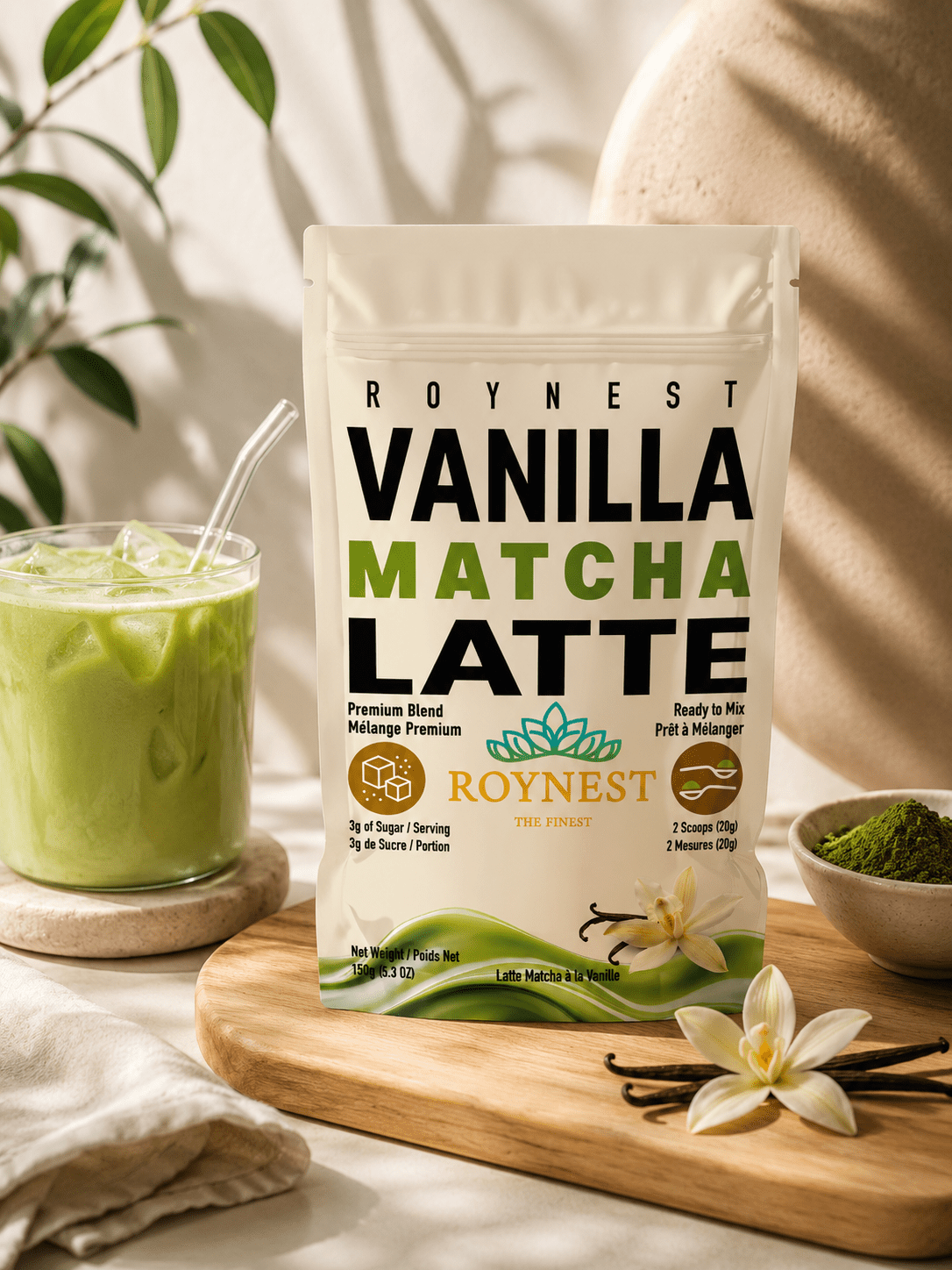 Roynest Vanilla Matcha Latte – 150g Premium Powder - Roynest